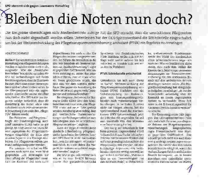 Vorschauseite 1: Bleiben die Noten nun doch?