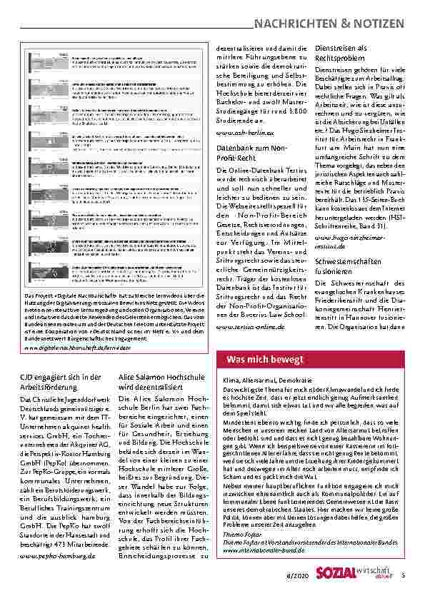 Vorschauseite 5: Selbsthilfegruppen. Gute Kooperation, gleichwohl Verbesserung möglich.