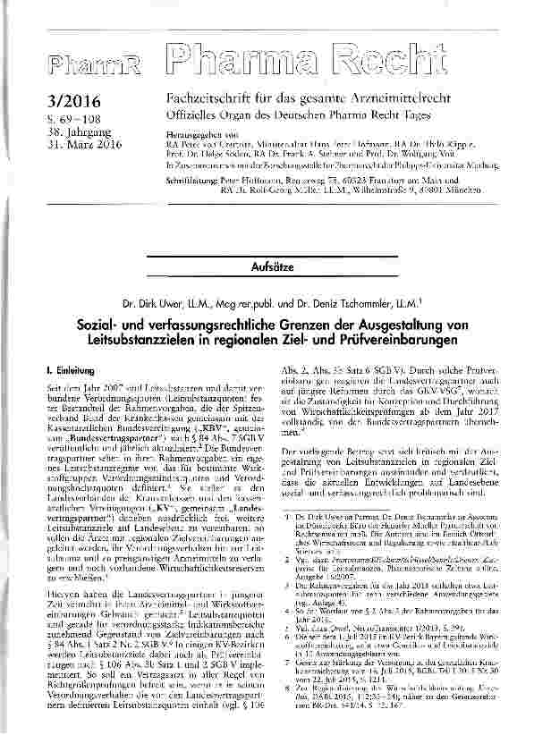 Vorschauseite 1: Sozialund verfassungsrechtliche Grenzen der Ausgestaltung von Leitsubstanzzielen in regionalen Zielund Prüfvereinbarungen