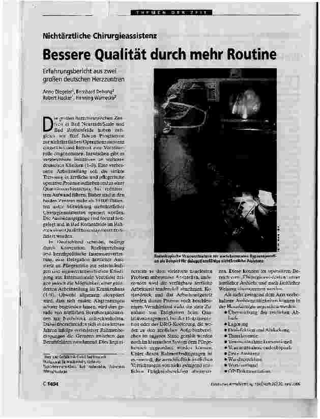 Vorschauseite 1: Nichtärztliche ChirurgieassistenzBessere Qualität durch mehr Routine