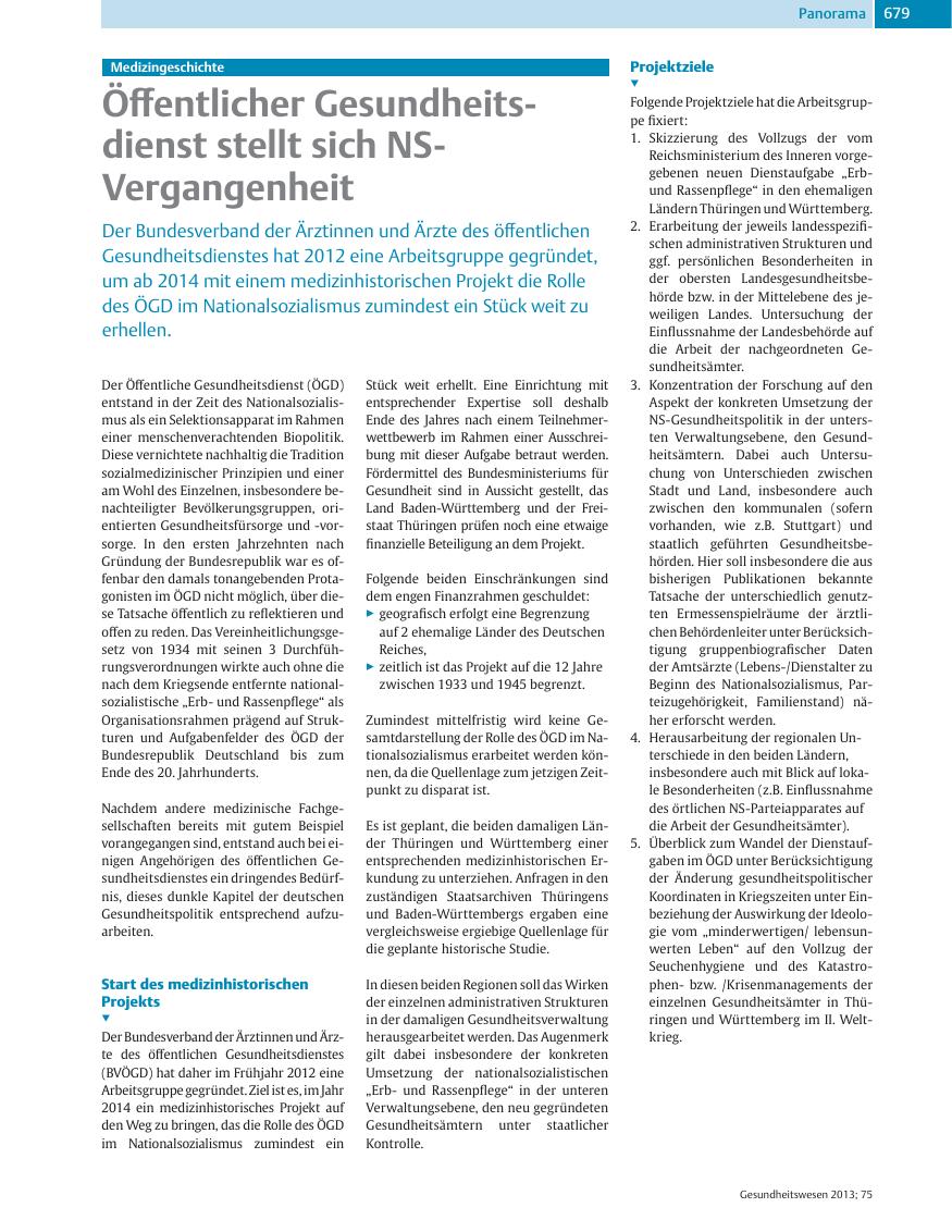 Vorschauseite 1: Öffentlicher Gesundheitsdienst stellt sich NS-Vergangenheit