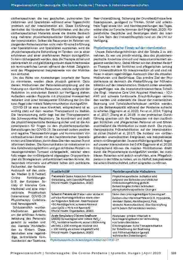 Vorschauseite 3: Wie Physiotherapeutinnen und Physiotherapeuten die interprofessionelle Behandlung von kritisch Kranken mit COVID-19 auf der Intensivstation unterstützen können.