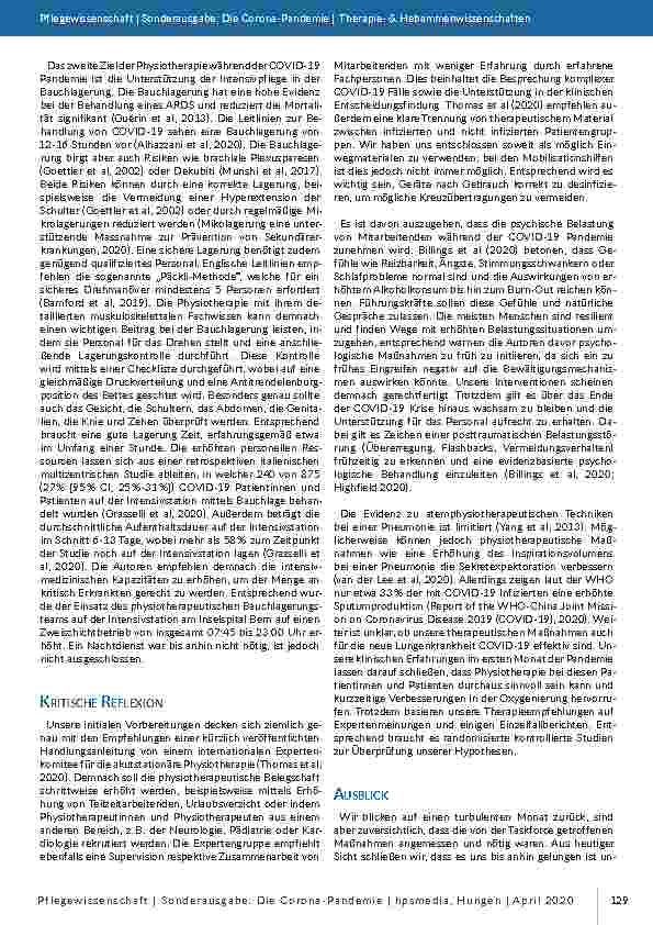 Vorschauseite 4: Wie Physiotherapeutinnen und Physiotherapeuten die interprofessionelle Behandlung von kritisch Kranken mit COVID-19 auf der Intensivstation unterstützen können.