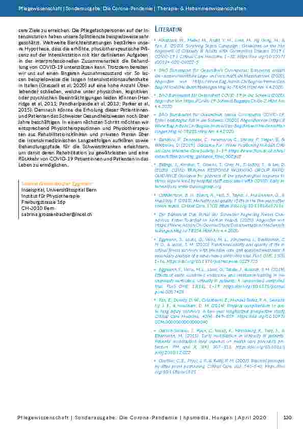 Vorschauseite 5: Wie Physiotherapeutinnen und Physiotherapeuten die interprofessionelle Behandlung von kritisch Kranken mit COVID-19 auf der Intensivstation unterstützen können.