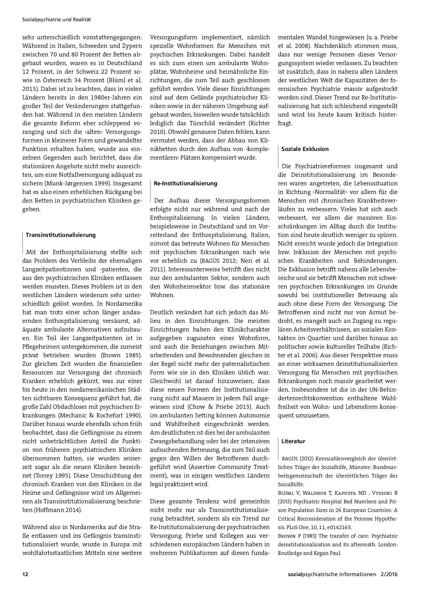 Vorschauseite 2: Die Deinstitutionalisierung der psychiatrischen Versorgung ist nicht gelungen