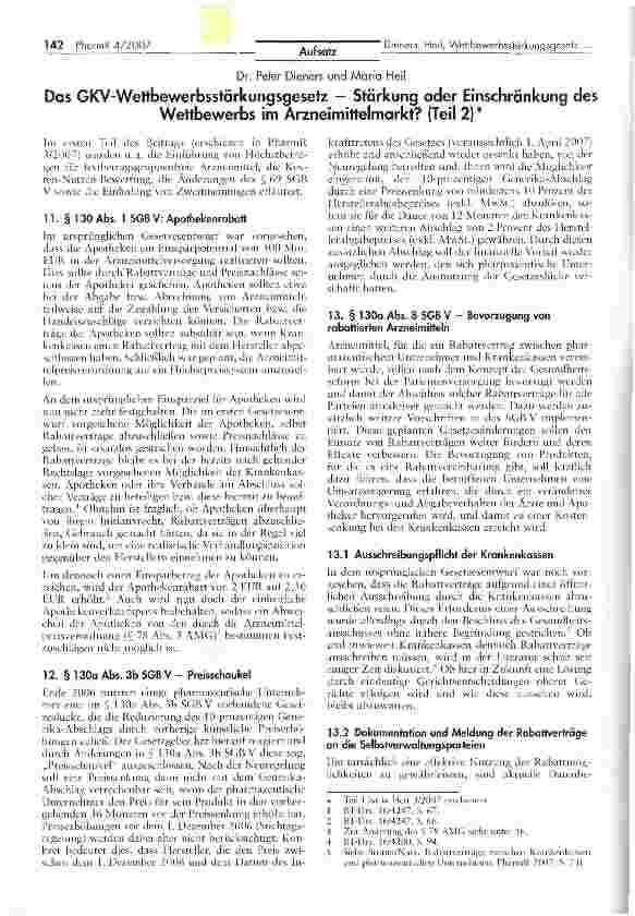 Vorschauseite 1: Das GKV-Wettbewerbsstärkungsgesetz - Stärkung oder Einschränkung des Wettbewerbs im Arzneimittelmarkt? (Teil 2)*