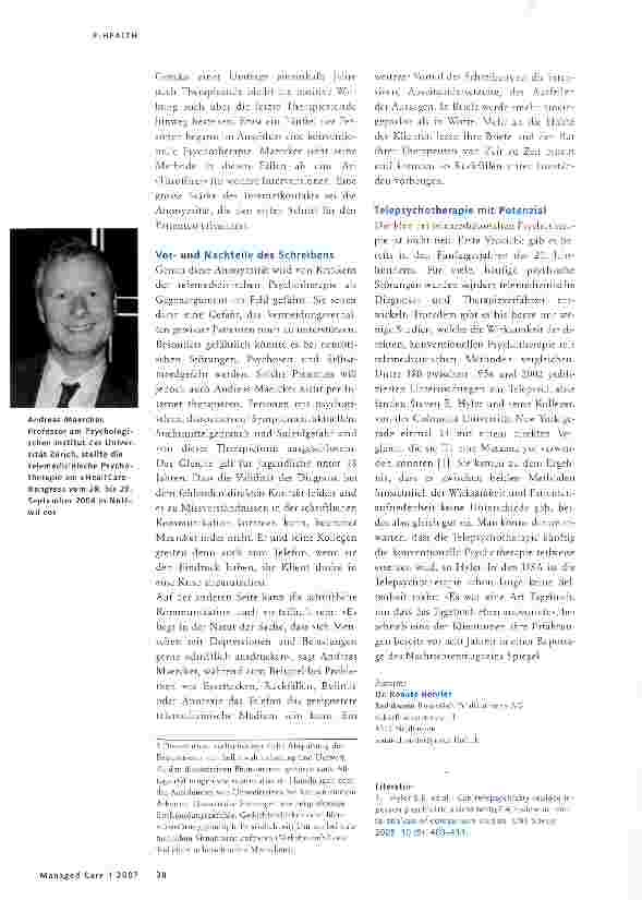 Vorschauseite 2: Psychotherapie per E-Mail: Wie ein Tagebuch das mir antwortet