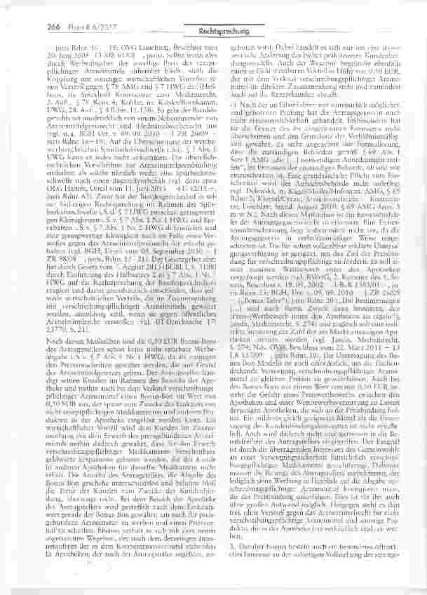 Vorschauseite 3: Unzulässigkeit der Ausgabe von „BonusBons beim Verkauf von verschreibungspflichtigenArzneimitteln