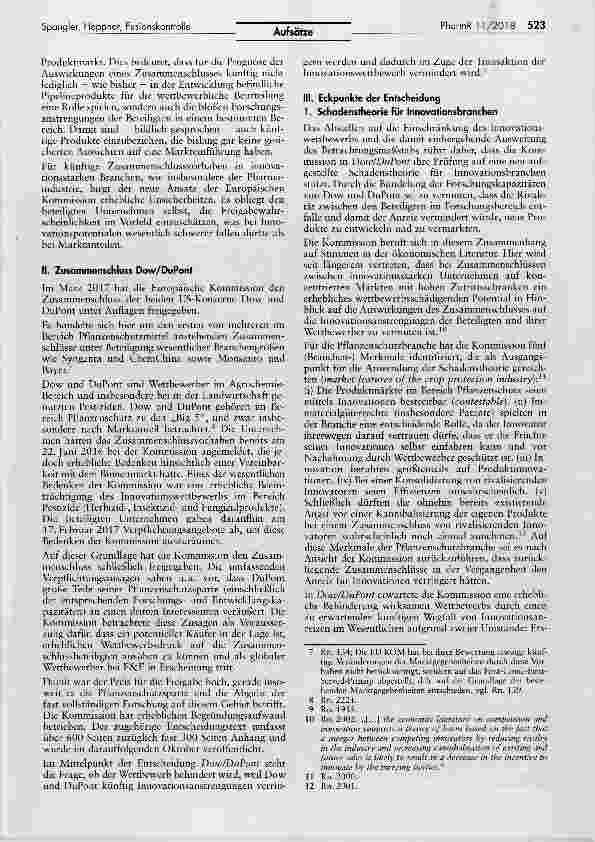 Vorschauseite 2: Innovationen in der Fusionskontrolle noch Dow/DuPont