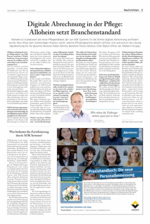 Vorschauseite 1: Digitale Abrechnung in der Pflege: Alloheim setzt Branchenstandard