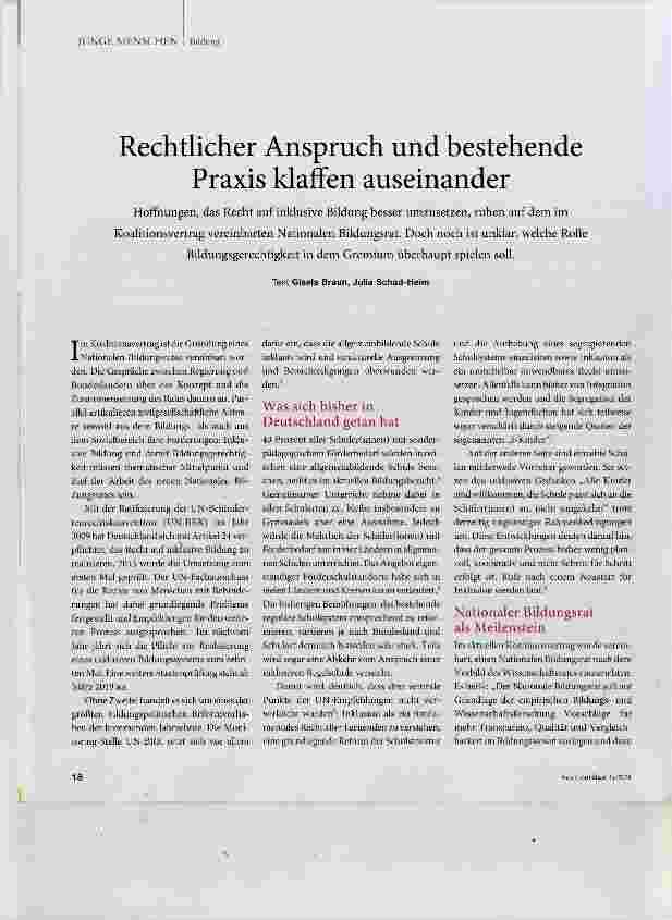 Vorschauseite 1: Rechtlicher Anspruch und bestehende Praxis klaffen auseinander