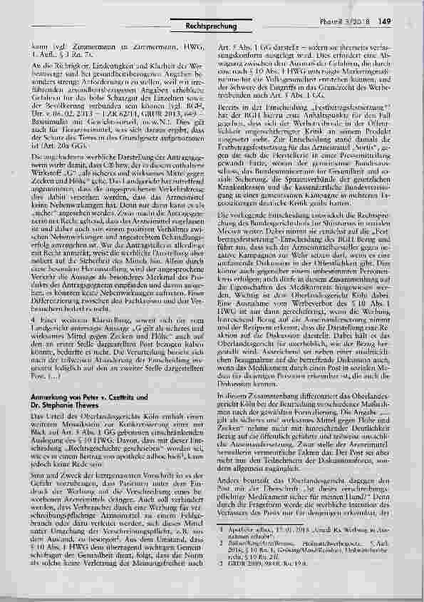 Vorschauseite 6: Zulässigkeit einer heilmittelwerberechtlich zu beanstandenden Verbraucherinformation in sozialen Medien zur Abwehr einer negativen Kampagne gegen ein Tierarzneimittel