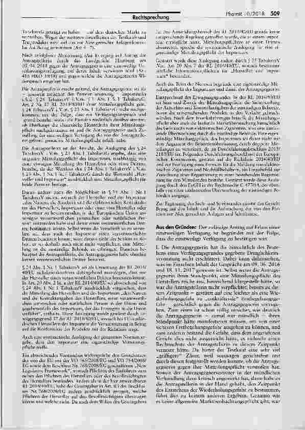 Vorschauseite 2: Mitteilungspflichten nach dem TabakerzG für E-Zigaretten TabakerzG §§13, 23; TabakerzV § 24