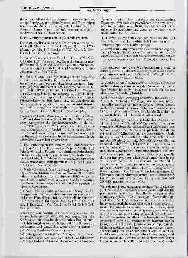 Vorschauseite 3: Mitteilungspflichten nach dem TabakerzG für E-Zigaretten TabakerzG §§13, 23; TabakerzV § 24