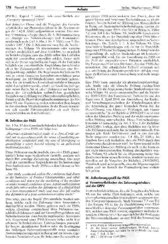 Vorschauseite 2: Post-Authorisation Safety Studies (PASS)