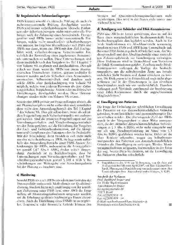 Vorschauseite 5: Post-Authorisation Safety Studies (PASS)