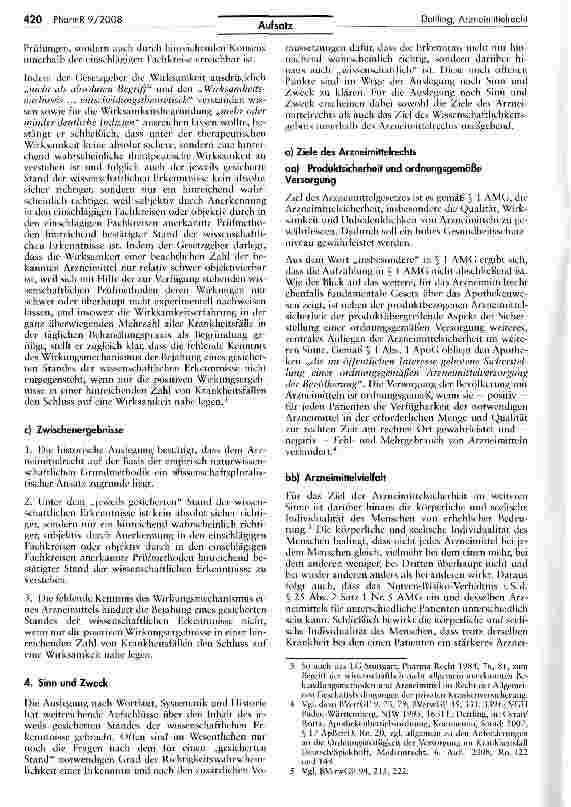 Vorschauseite 3: Wissenschaftlichkeit im ArzneimittelrechtZum Begriff des jeweils gesicherten Standes der wissenschaftlichen Erkenntnisse — (Teil 3)
