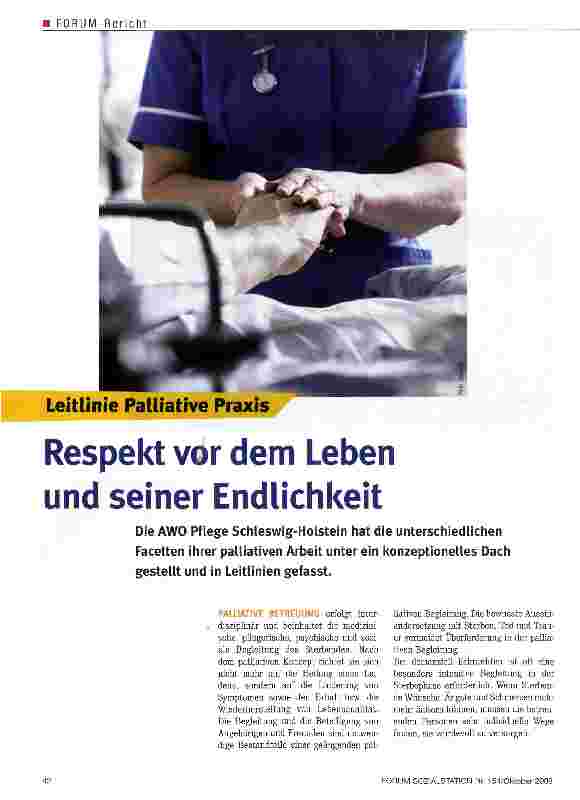 Vorschauseite 1: Leitlinie Palliative PraxisRespekt vor dem Leben und seiner Endlichkeit