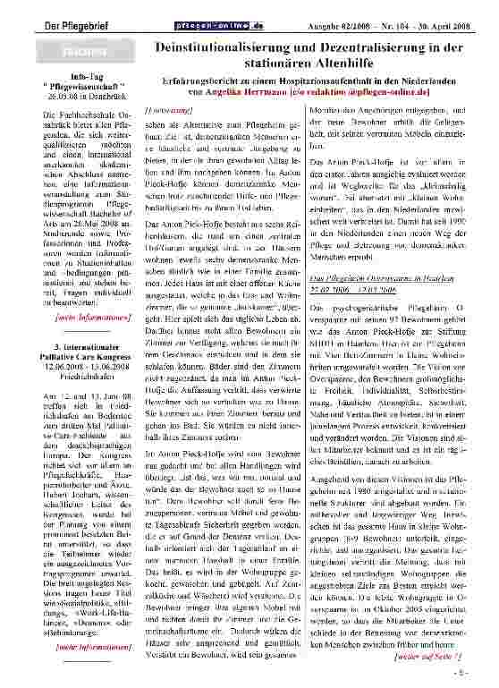 Vorschauseite 2: Deinstitutionalisierung und Dezentralisierung in der stationären Altenhilfe