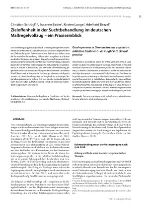 Vorschauseite 1: Zieloffenheit in der Suchtbehandlung im deutschen Maßregelvollzug – ein Praxiseinblick