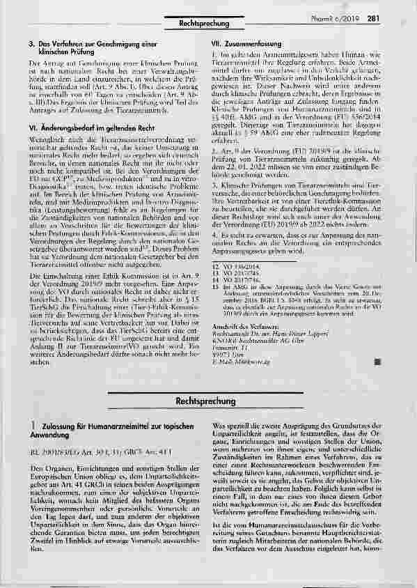 Vorschauseite 1: Zulassung für Humanarzneimittel zur topischen Anwendung