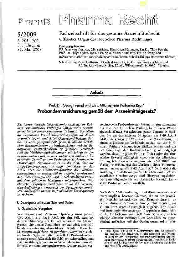 Vorschauseite 1: Probandenversicherung gemäß dem Arzneimittelgesetz?