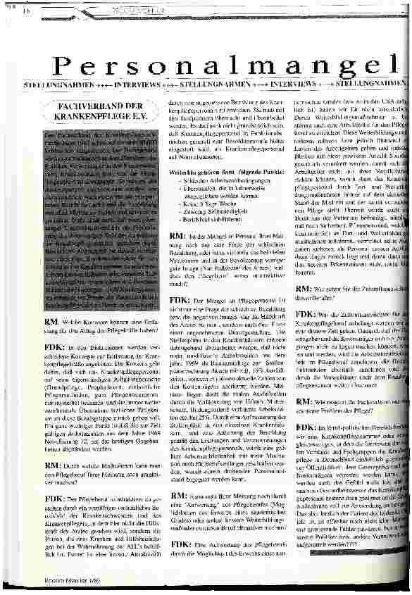 Vorschauseite 1: Personalmangel im Krankenhaus Stellungnahmen verschiedener Institutionen