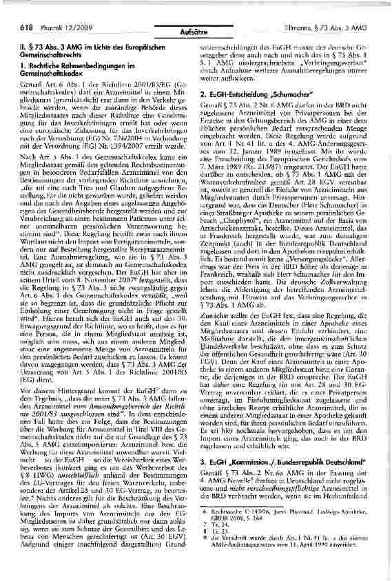 Vorschauseite 3: Die Änderung des § 73 Abs. 3 AMG durch die 15. AMG-Novelle: Ein Fall für den EuGH?