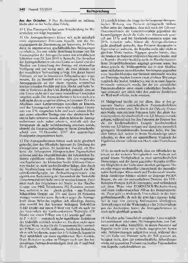 Vorschauseite 2: Erteilung einer Zwangslizenz bei lebensrettenden Arzneimitteln (Alirocumab)