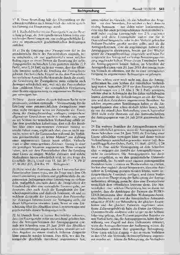 Vorschauseite 3: Erteilung einer Zwangslizenz bei lebensrettenden Arzneimitteln (Alirocumab)