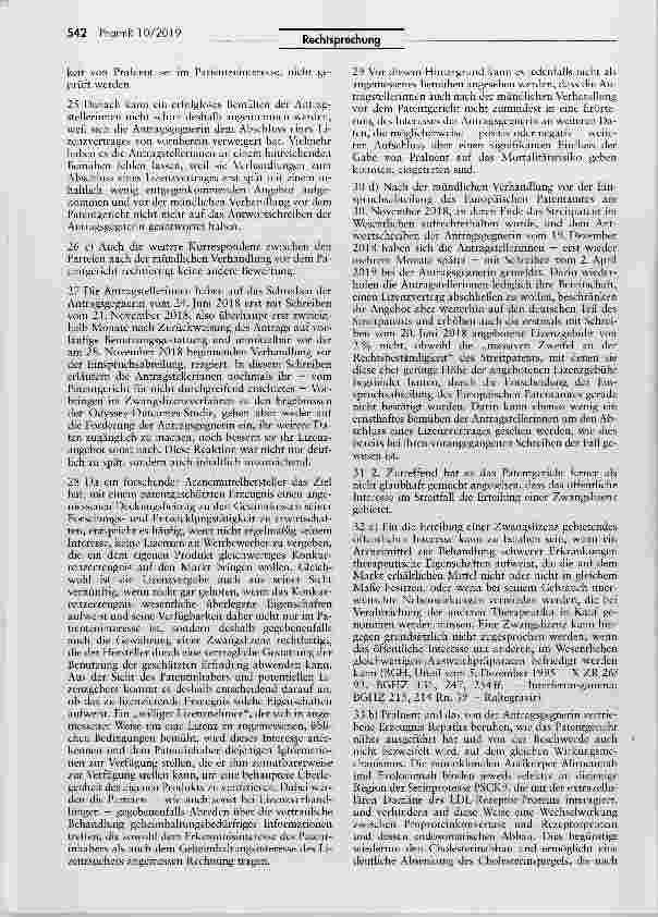 Vorschauseite 4: Erteilung einer Zwangslizenz bei lebensrettenden Arzneimitteln (Alirocumab)