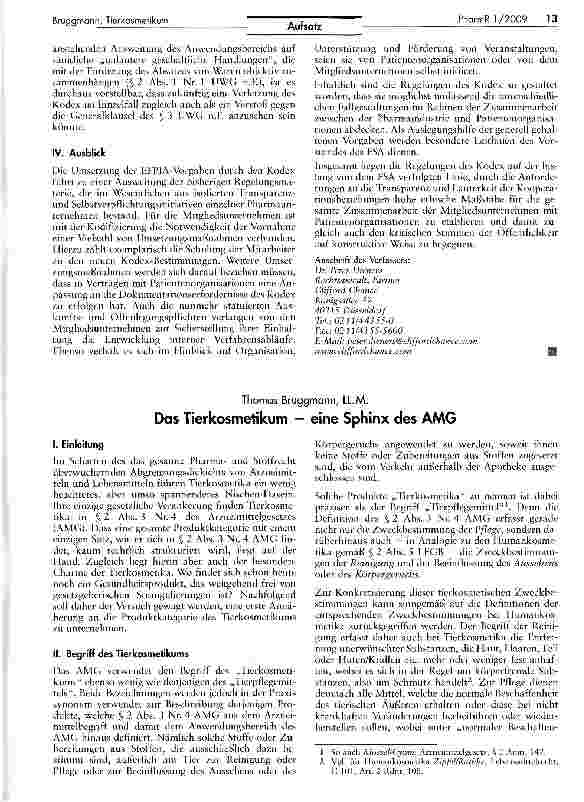 Vorschauseite 1: Das Tierkosmetikum — eine Sphinx des AMG
