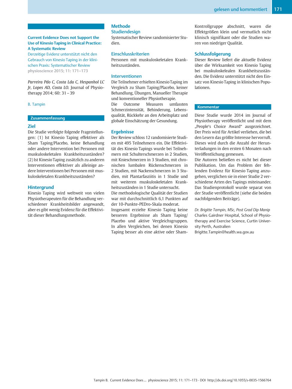 Vorschauseite 1: Current Evidence Does not Support the Use of Kinesio Taping in Clinical Practice: A Systematic Review