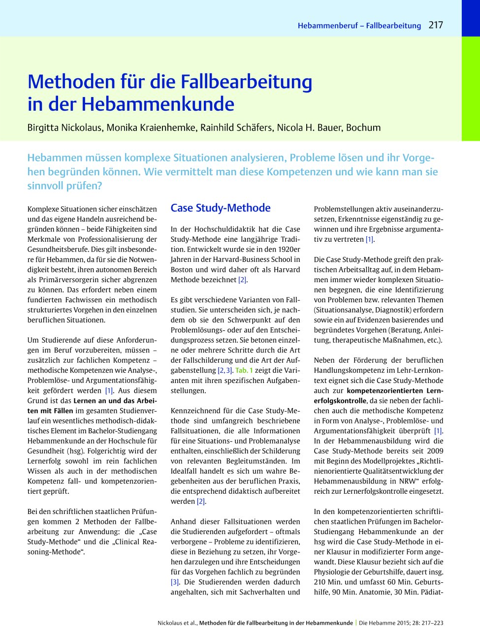 Vorschauseite 1: Methoden für die Fallbearbeitung in der Hebammenkunde