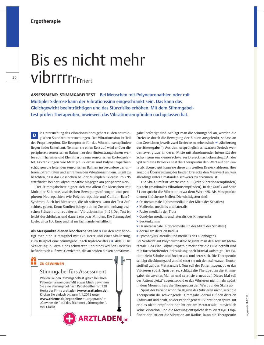 Vorschauseite 1: Assessment: Stimmgabeltest ? Bis es nicht mehr vibriert