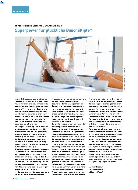 Vorschauseite 1: Psychologische Sicherheit am Arbeitsplatz Superpower für glückliche Beschäftigte ?