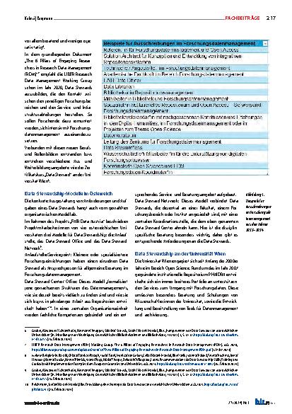Vorschauseite 2: Zertifikatskurs „Data Steward“ an der Universitätsbibliothek Wien: Erfahrungen mit der ersten Durchführung