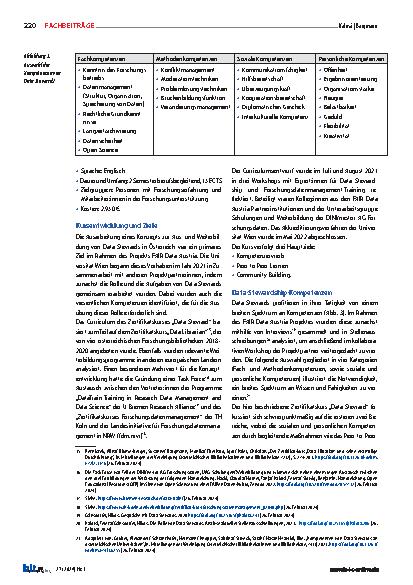 Vorschauseite 5: Zertifikatskurs „Data Steward“ an der Universitätsbibliothek Wien: Erfahrungen mit der ersten Durchführung