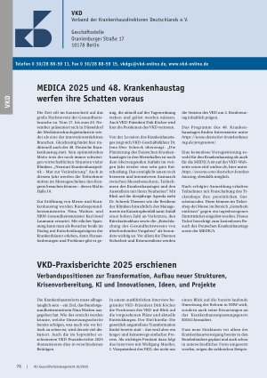 Vorschauseite 1: MEDICA 2025 und 48. Krankenhaustag werfen ihre Schatten voraus