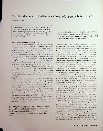 Vorschauseite 1: Spiritual Care in Palliative Care: Wessen Job ist das?