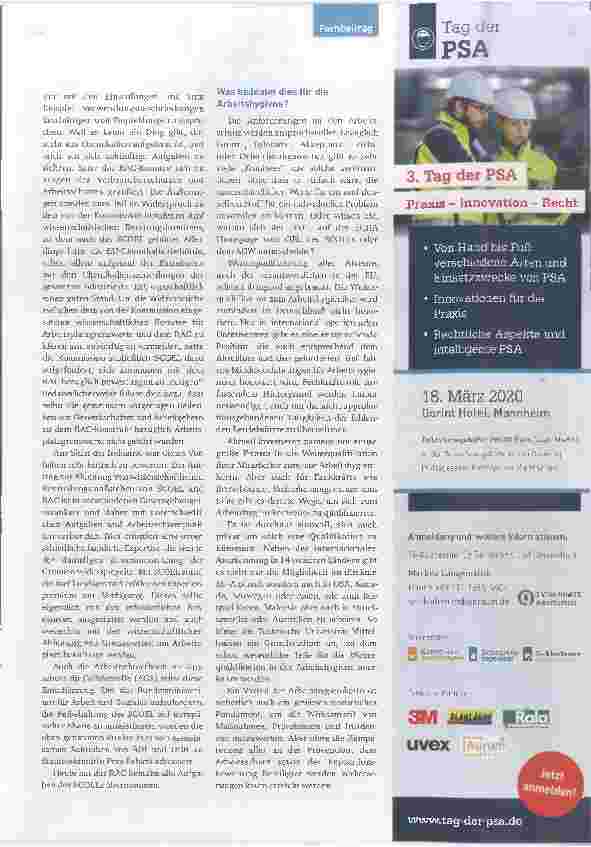 Vorschauseite 3: Aktuelle Fragen, Herausforderungen, rechtliche Änderungen Wie entwickelt sich das Thema „Arbeitshygiene“?