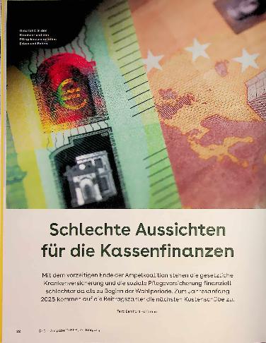 Vorschauseite 1: Schlechte Aussichten für die Kassenfinanzen