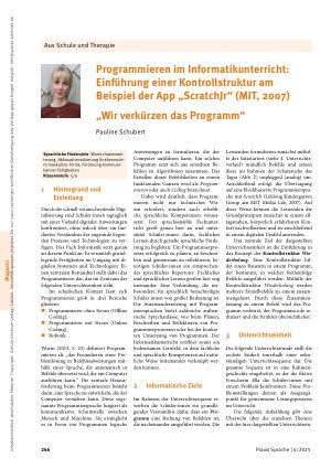 Vorschauseite 1: Programmieren im Informatikunterricht: Einführung einer Kontrollstruktur am Beispiel der App „ScratchJr“ (MIT, 2007) „Wir verkürzen das Programm“