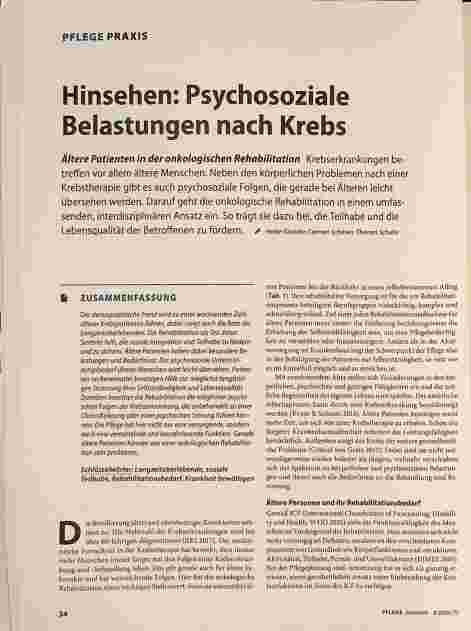 Vorschauseite 1: Hinsehen: Psychosoziale Belastungen nach Krebs