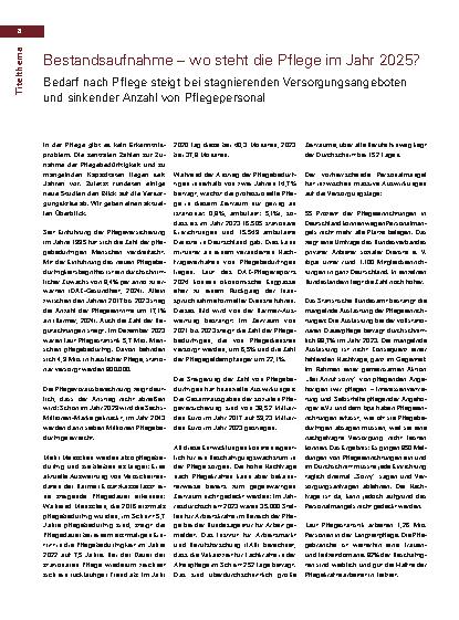 Vorschauseite 1: Bestandsaufnahme – wo steht die Pflege im Jahr 2025?