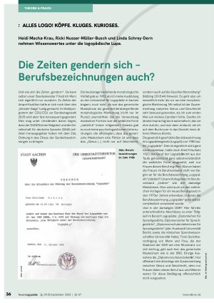 Vorschauseite 1: Die Zeiten gendern sich – Berufsbezeichnungen auch?