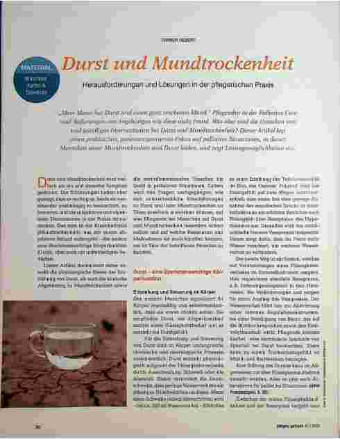 Vorschauseite 1: Durst und Mundtrockenheit: Herausforderungen und Lösungen in der pflegerischen Praxis