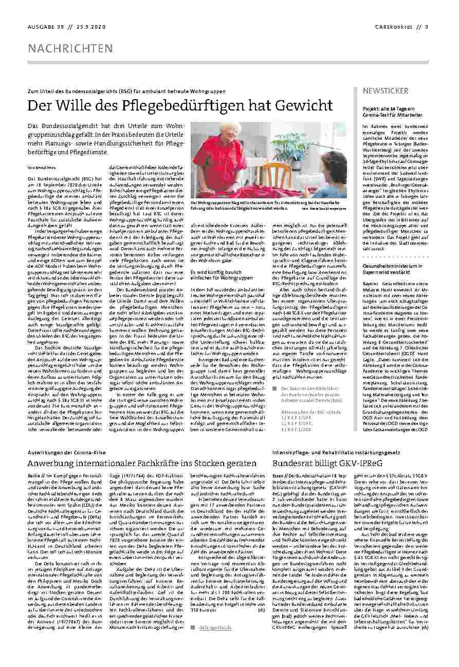 Vorschauseite 1: Der Wille des Pflegebedürftigen hat Gewicht.