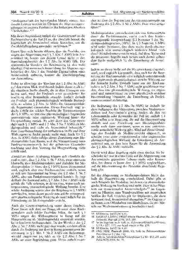 Vorschauseite 4: Die Abgrenzung von Medizinprodukten zu Arzneimitteln — eine unlösbare Aufgabe?
