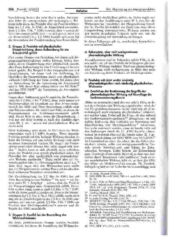 Vorschauseite 6: Die Abgrenzung von Medizinprodukten zu Arzneimitteln — eine unlösbare Aufgabe?